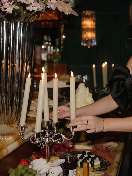 Flameless Ivory Taper Candles