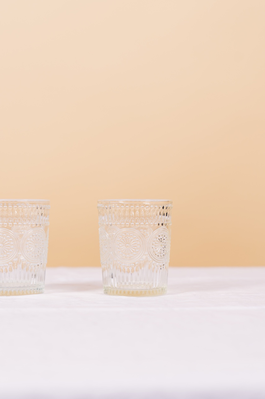 Engraved Retro Glass Water Cup Set of 4