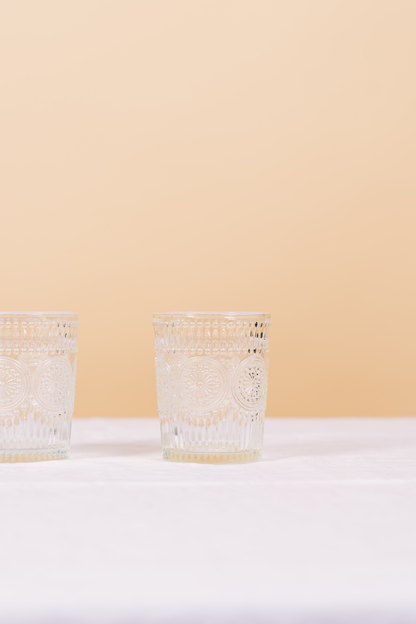 Engraved Retro Glass Water Cup Set of 4