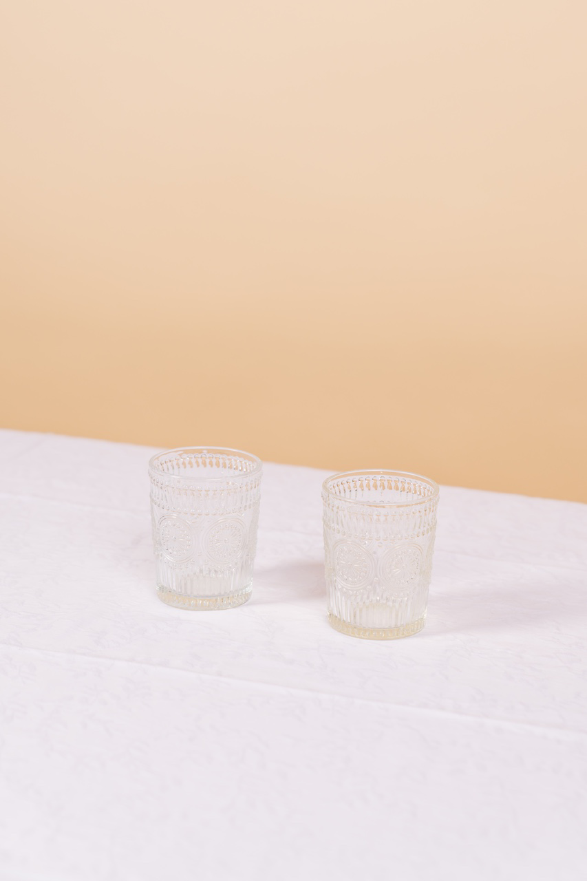 Engraved Retro Glass Water Cup Set of 4