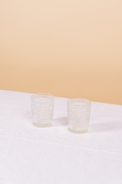 Engraved Retro Glass Water Cup Set of 4