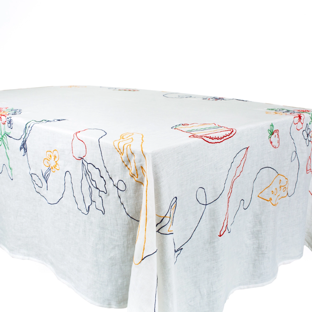 Fête Linen Embroidered Tablecloth