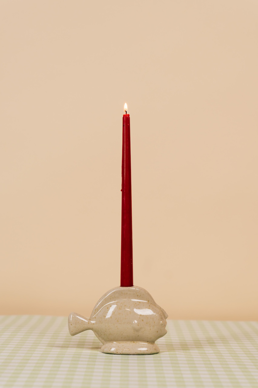 Fish-Shaped Stoneware Candlestick Holder