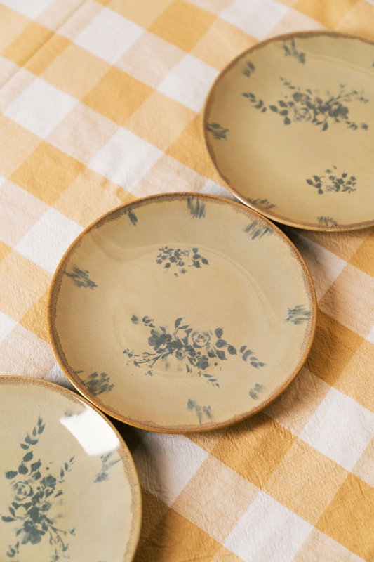 Floral Stoneware Dessert Plate