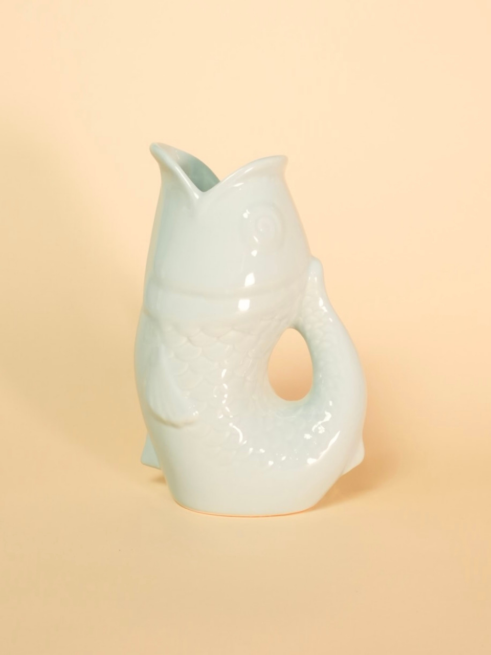 Frosted Blue Large Fish Pitcher Vase