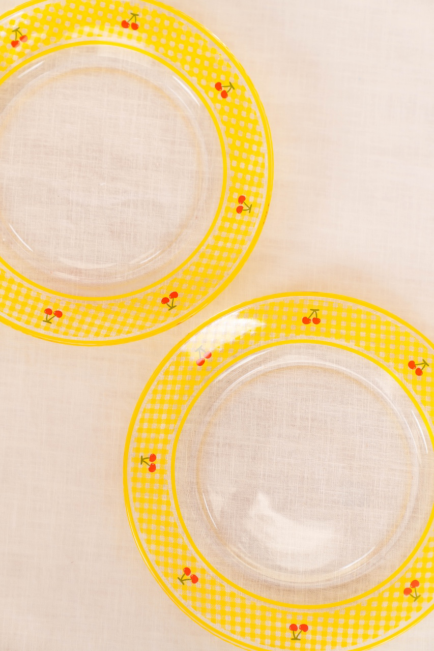 Gingham Cherry Salad Plate Set
