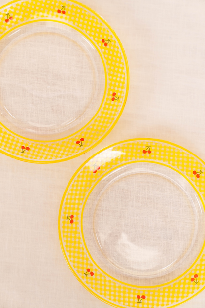 Gingham Cherry Salad Plate Set