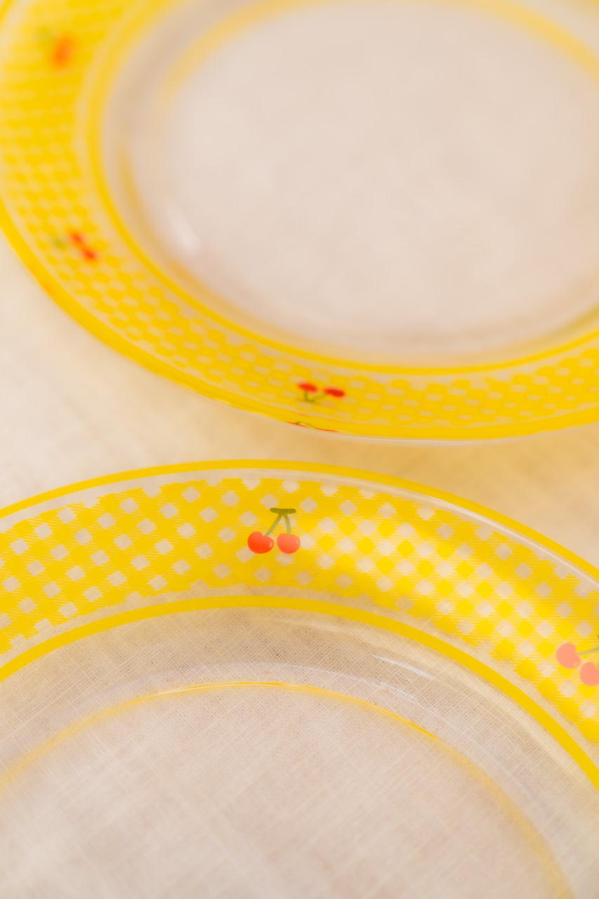 Gingham Cherry Salad Plate Set