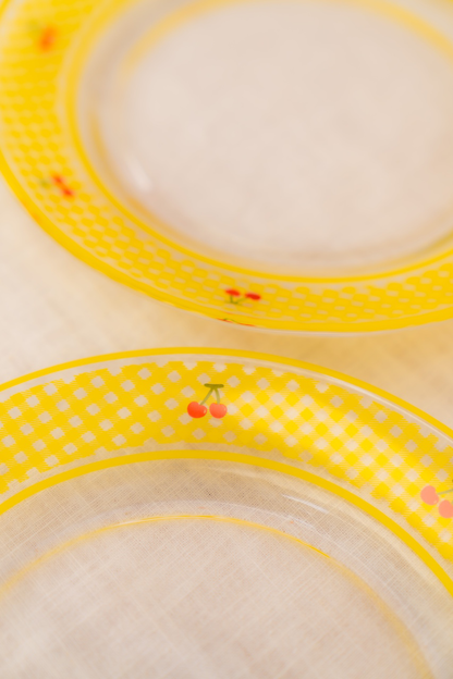 Gingham Cherry Salad Plate Set