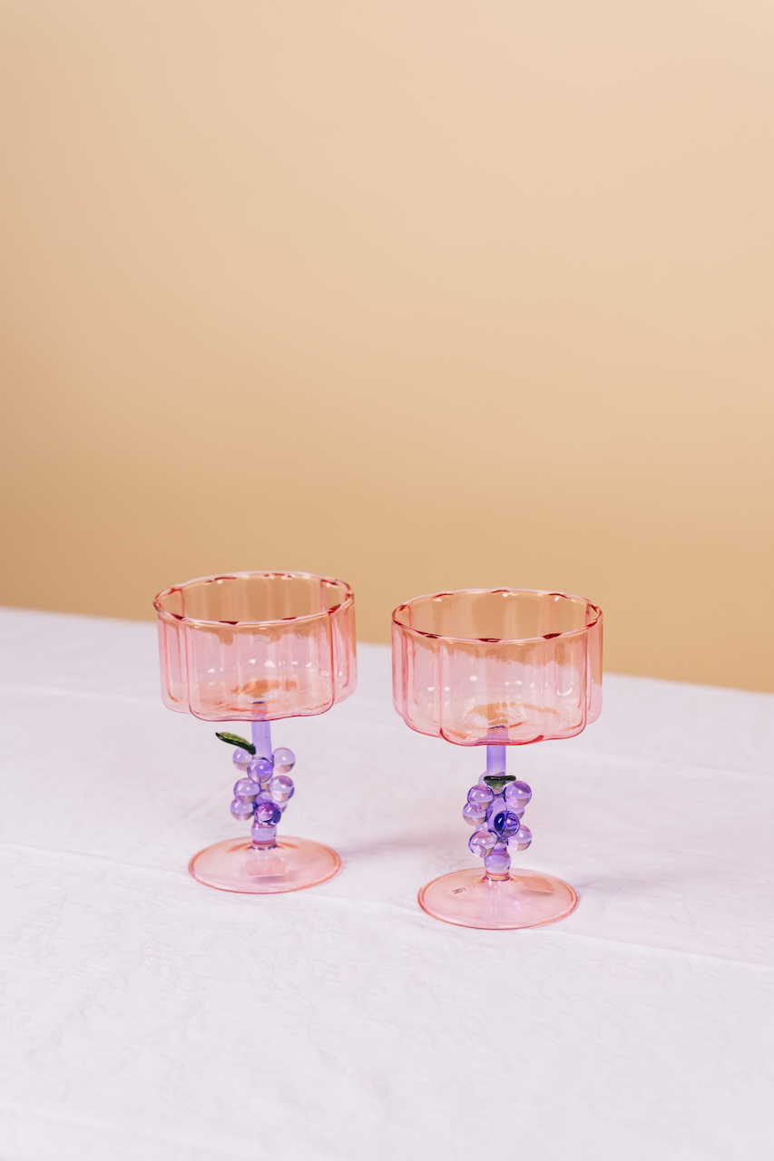 Grape Stemmed Goblet Set of 2
