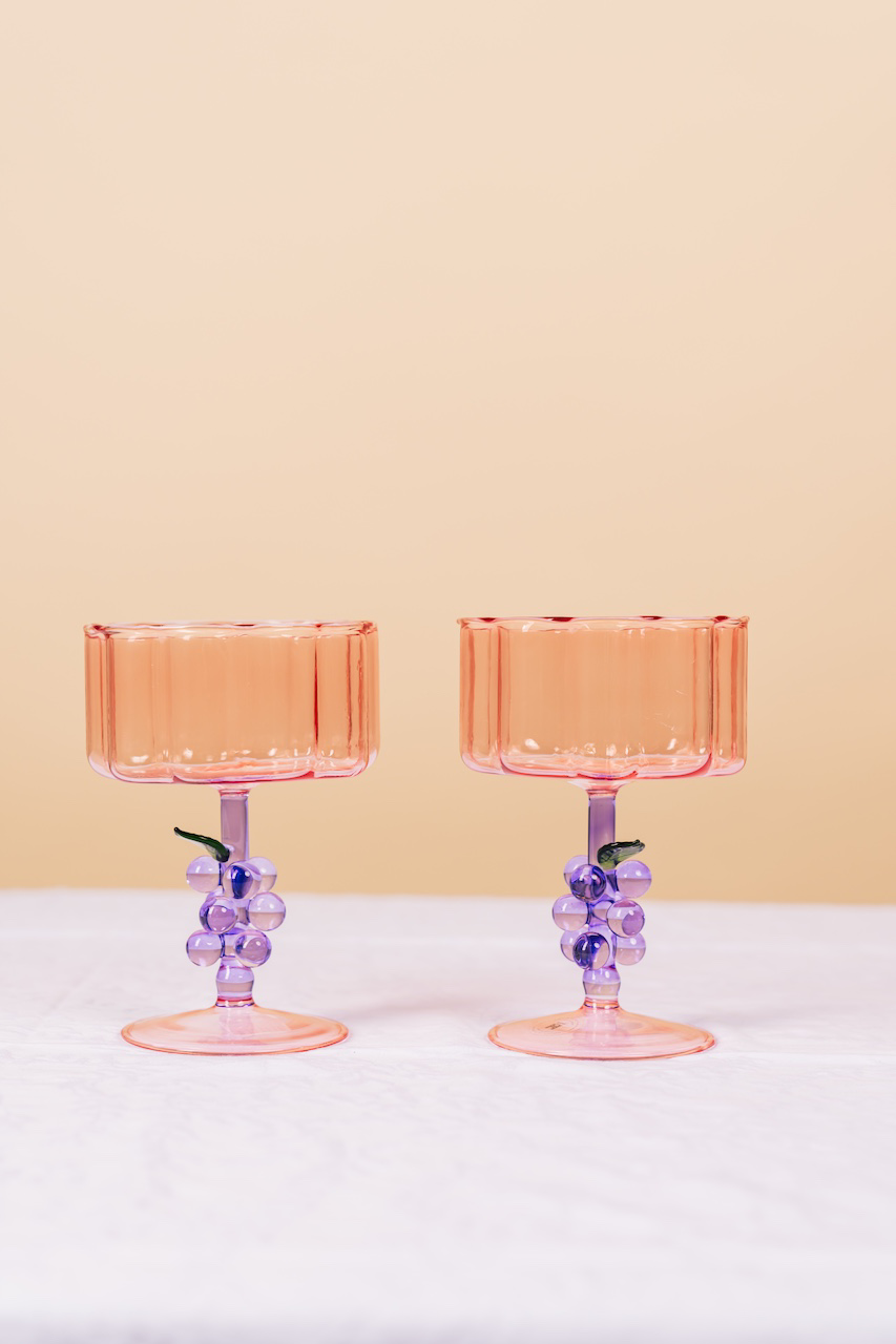 Grape Stemmed Goblet Set of 2