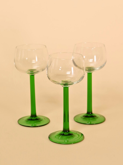 Green Stem Wine Glass Set