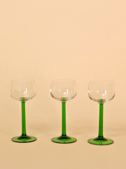 Green Stem Wine Glass Set