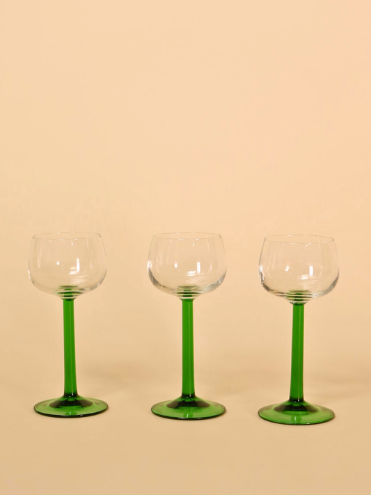Green Stem Wine Glass Set