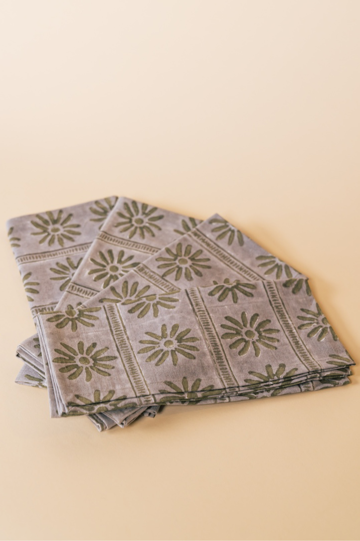 Green Floral and Ladder Napkin