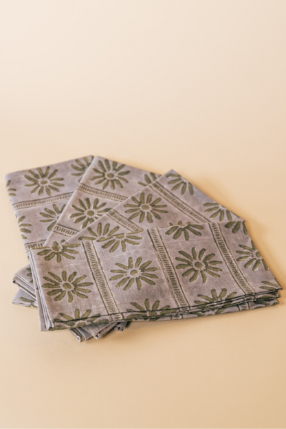 Green Floral and Ladder Napkin