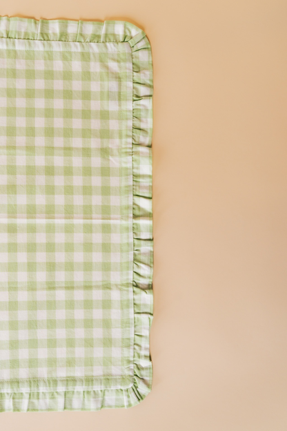 Green Gingham Ruffle Napkin Set