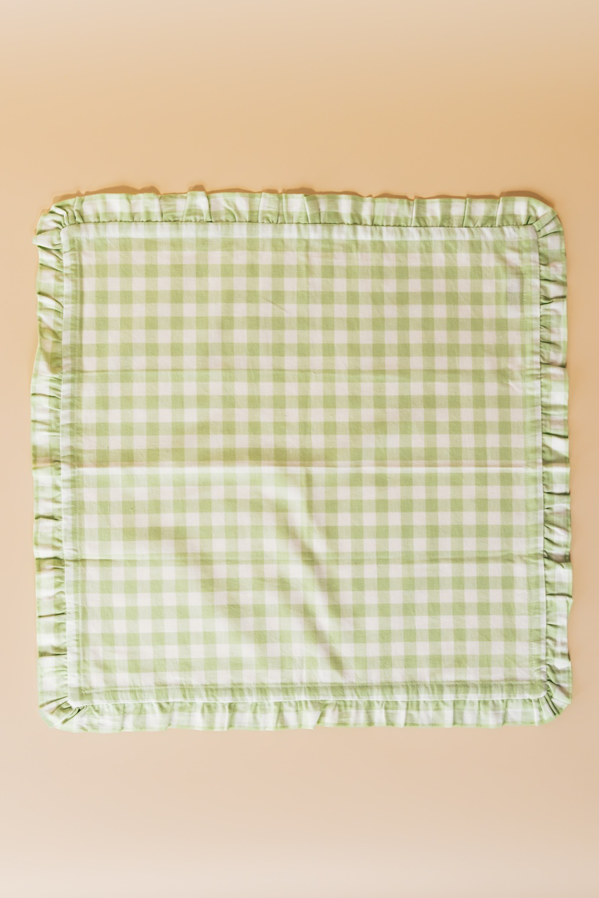 Green Gingham Ruffle Napkin Set