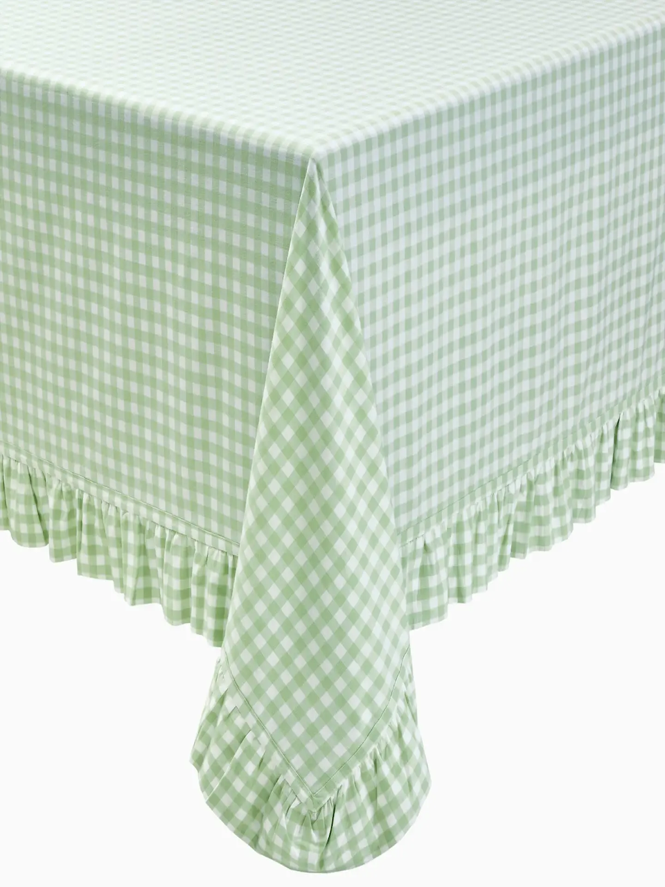 Green Gingham Ruffle Tablecloth