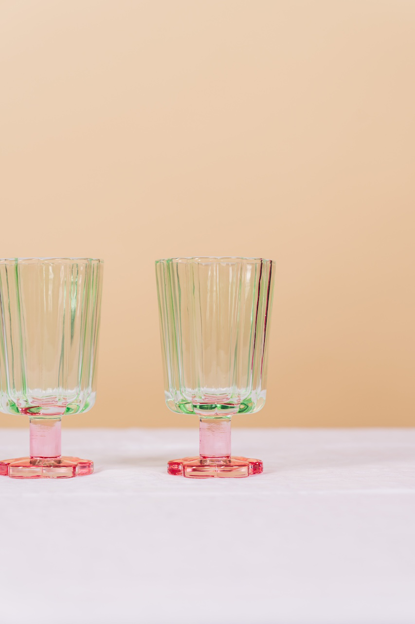 Green Petal Glass Set of 3