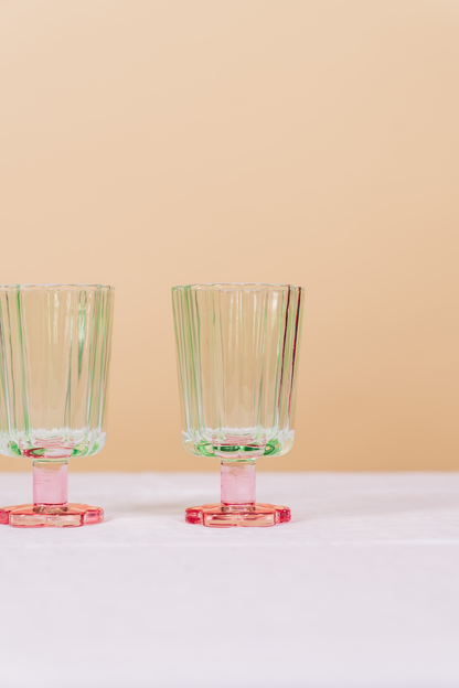 Green Petal Glass Set of 3