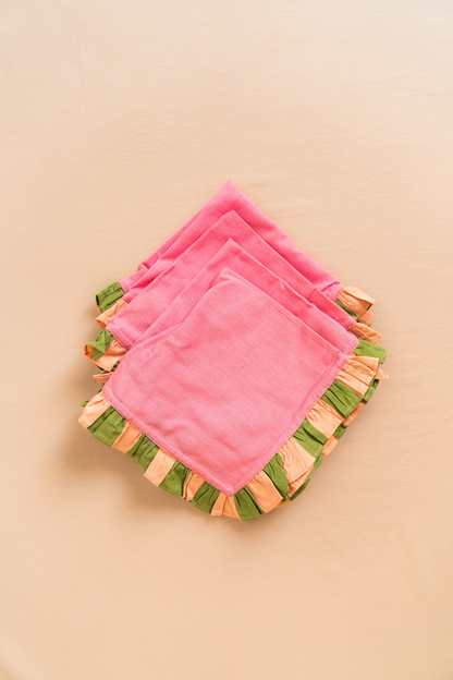 Green Stripe Cotton Napkin Set