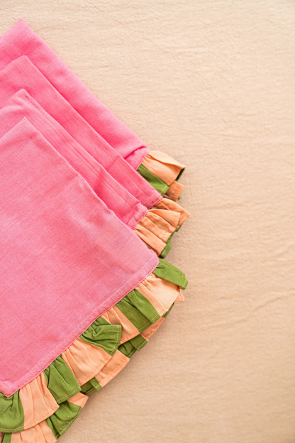 Green Stripe Cotton Napkin Set