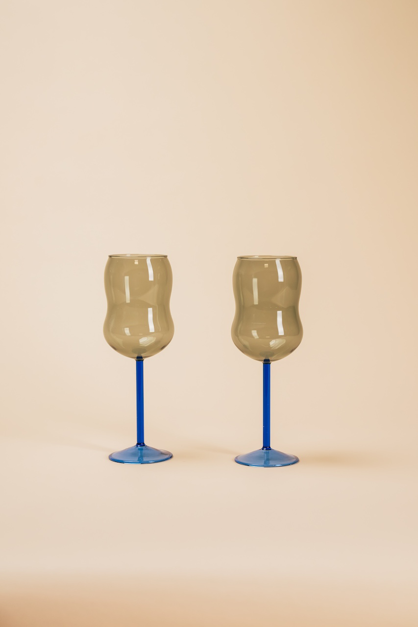 Grey Blue Champagne Wine Glass Cup