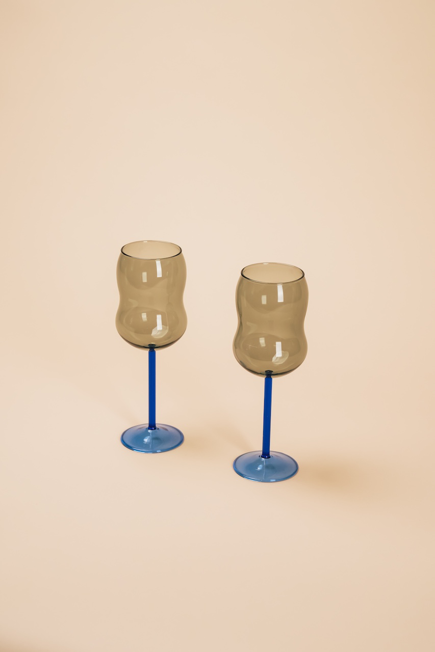 Grey Blue Champagne Wine Glass Cup