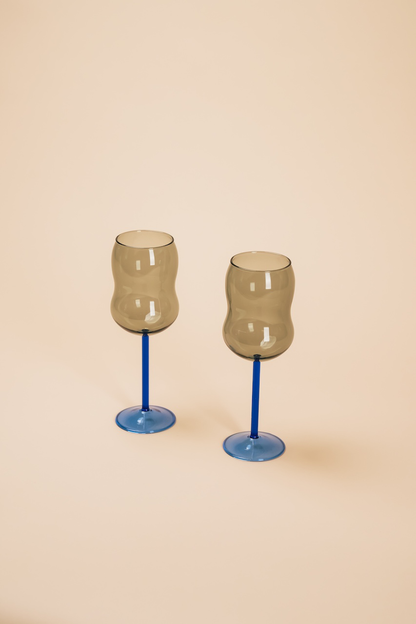 Grey Blue Champagne Wine Glass Cup