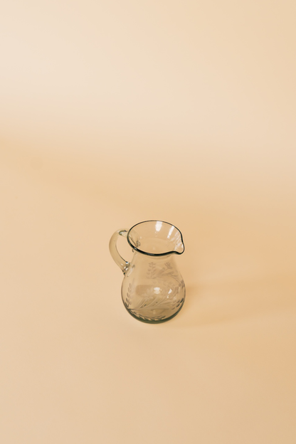 Hand-Etched Blown Petite Pitcher