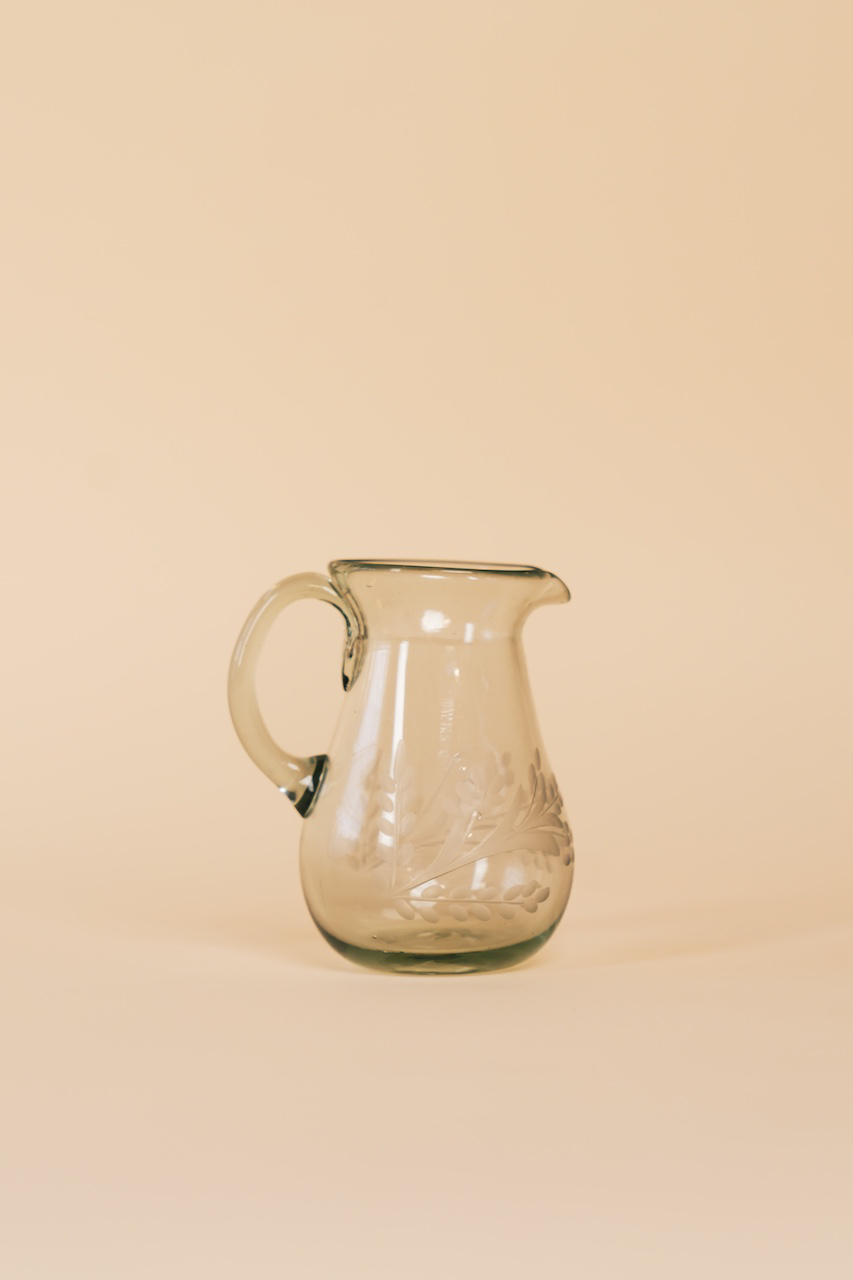Hand-Etched Blown Petite Pitcher