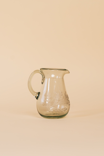 Hand-Etched Blown Petite Pitcher