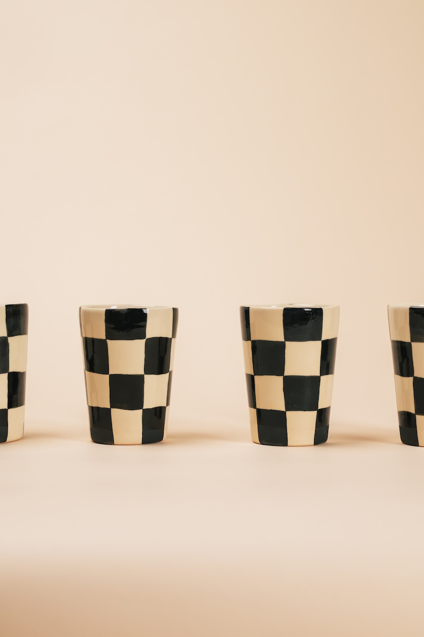Handmade Ceramic Checker Cup