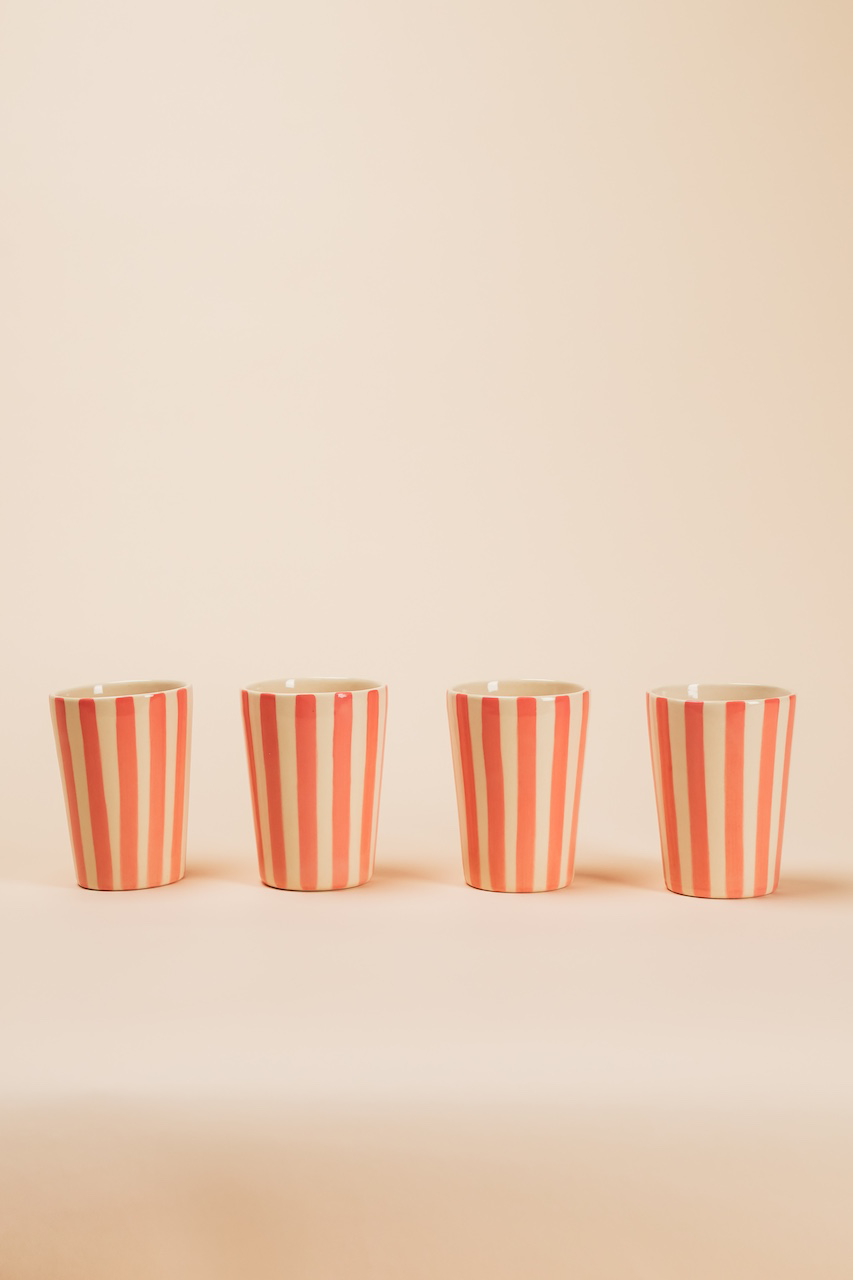 Handmade Ceramic Cup with Pin Stripes 