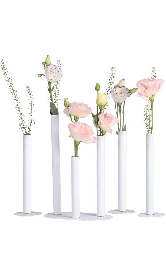 White Cylinder Magnetic Bud Vase Set