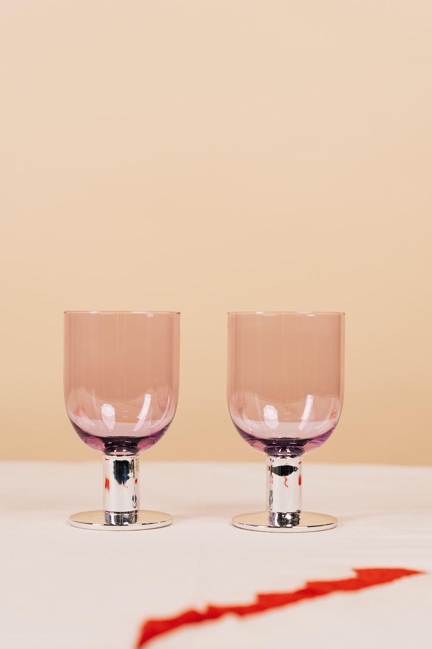 Lavender Chrome Wine Glass