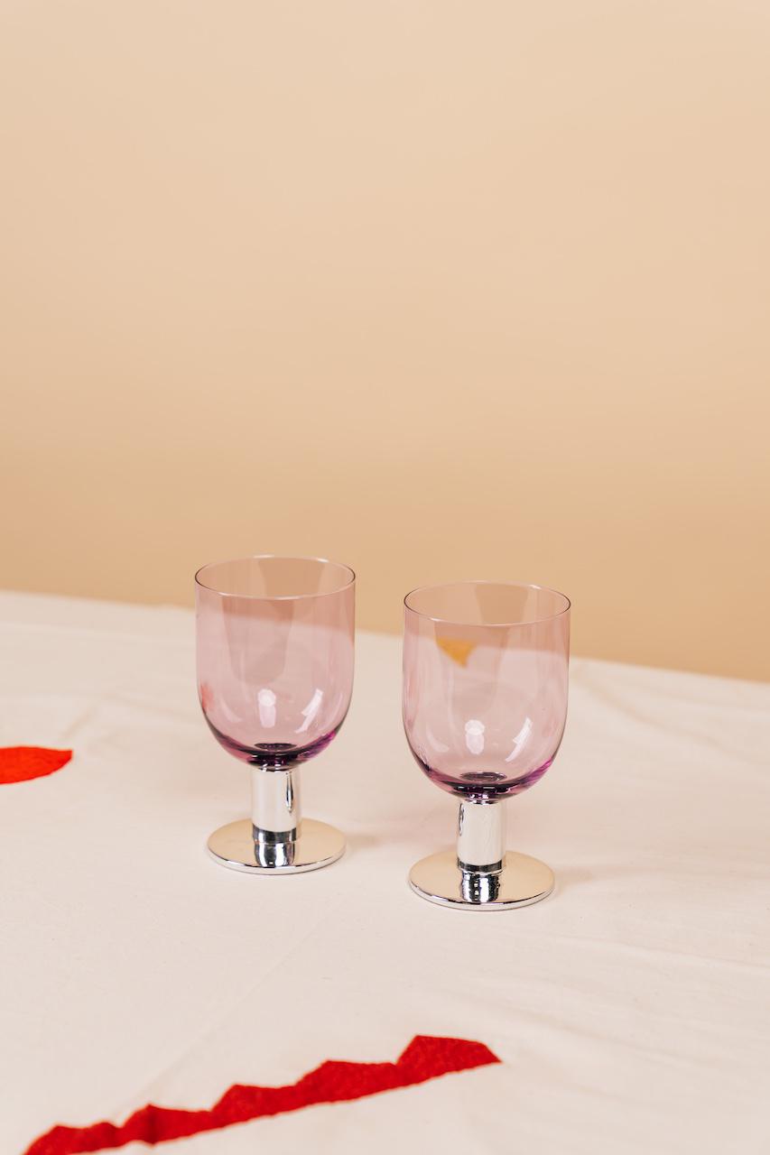 Lavender Chrome Wine Glass Set of 2