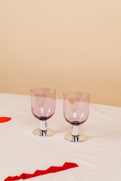 Lavender Chrome Wine Glass Set of 2