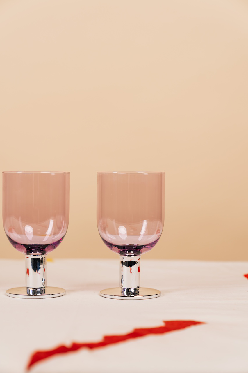 Lavender Chrome Wine Glass Set of 2