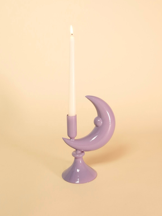 Lilac crescent moon candle holder