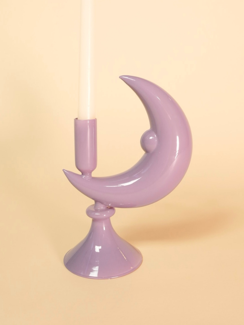 Lilac crescent moon candle holder