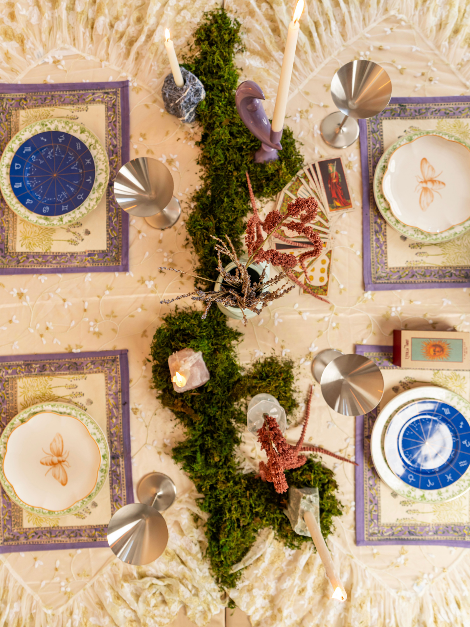 Lilac crescent moon candle holder