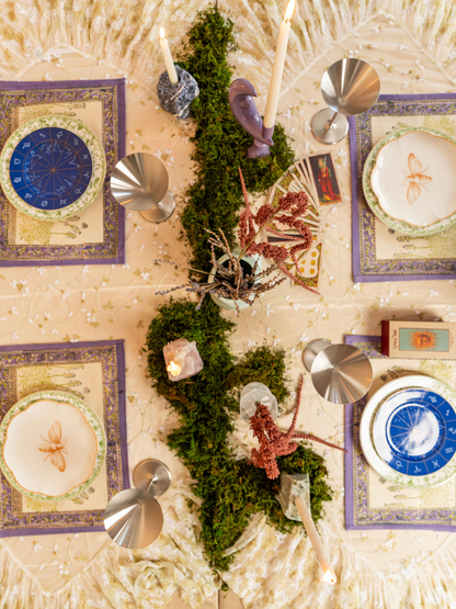 Lilac crescent moon candle holder