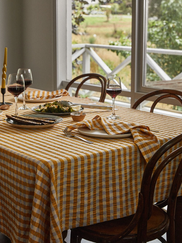 Mango Seersucker Tablecloth