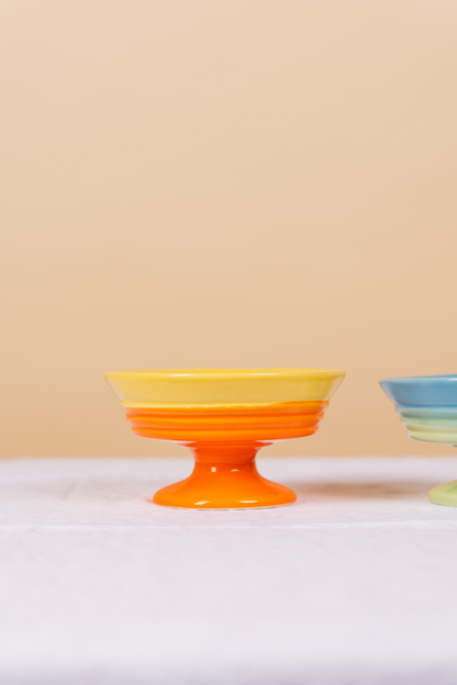 Multicolor Pedestal Dessert Bowl Set of 3