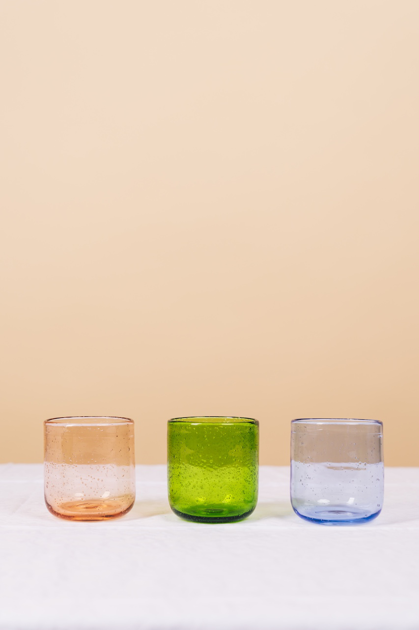 Multicolor Speckled Glass Cup Set of 3