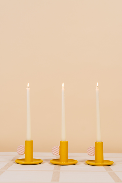 Mustard & Lilac Candle Holder Set