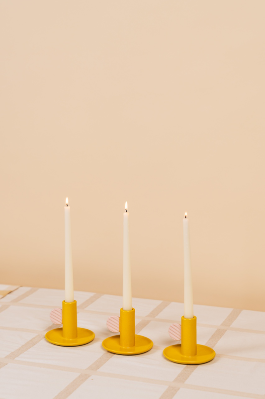 Mustard & Lilac Candle Holder