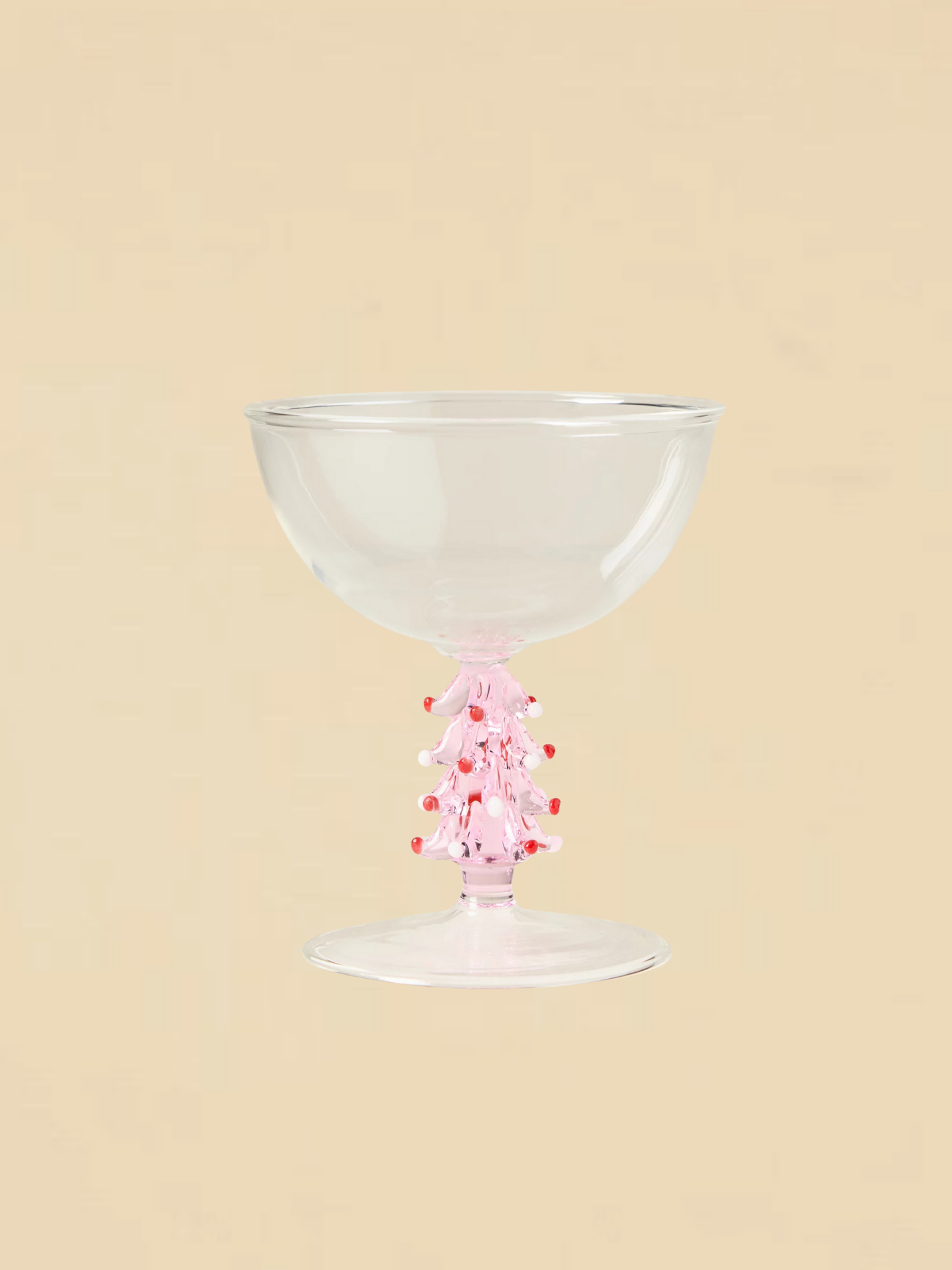 Pink Tree Icon Stemmed Coupe Glass Set